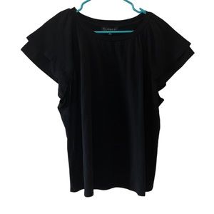 ELOQUII black ruffled, flutter, sleeved, short sleeve blouse plus size 18/20